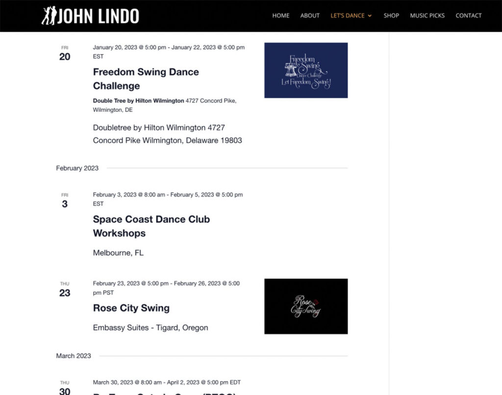 John Lindo calendar